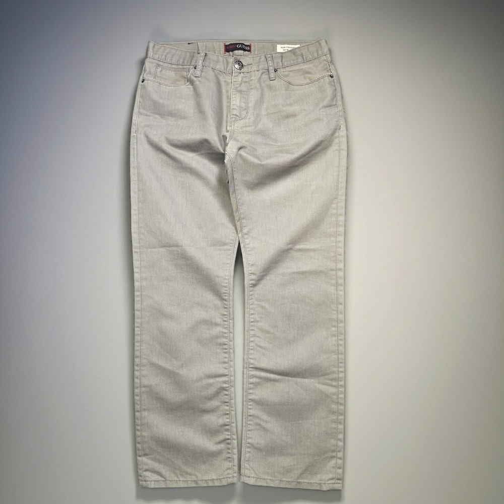 Guess Del Mar Fit Slim Straight Grey Pants Mens 33x30 X44017D17Y2‎